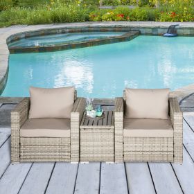 3 Piece Patio Furniture Set (Option: Cream White-810x470x655 mm)