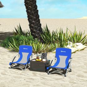 Set of 2 Folding Beach Chairs with Back (Option: Dark Blue-780x320x160 mm)