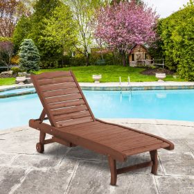 Chaise Lounge Chair Outdoor Pool Lounge Chair with 3-level Adjustable Backrest (Option: Brown Red-1660x660x105 mm)