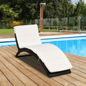 Patio Foldable Chaise Lounge (Option: Cream White-960x370x620 mm)